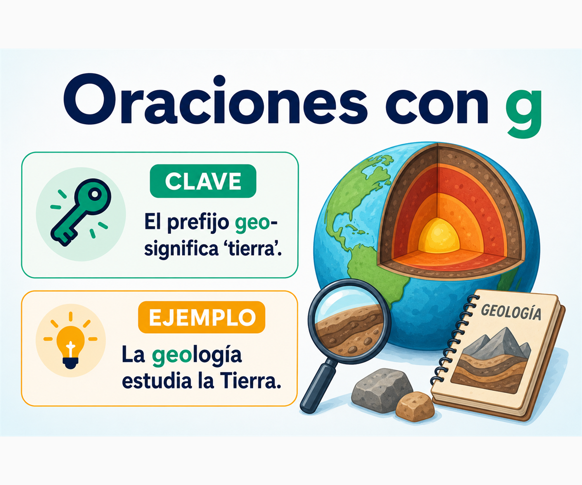El prefijo geo- significa tierra; ejemplo: La geología estudia la Tierra