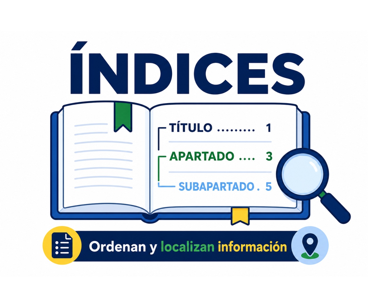 Infografía sobre índices para ordenar y localizar información